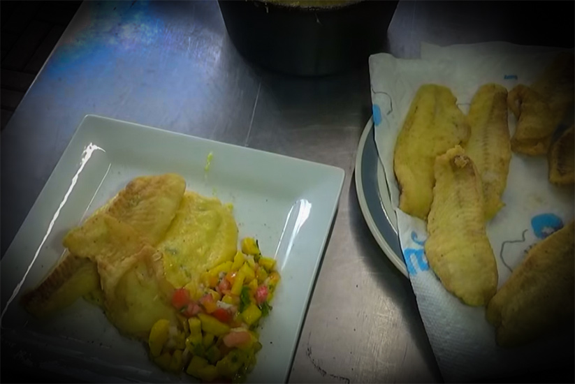 Make Mouthwatering Crappie with Chili Cheese Grits and Mango Salsa with Backwoods Gourmet and my724outdoors.com!