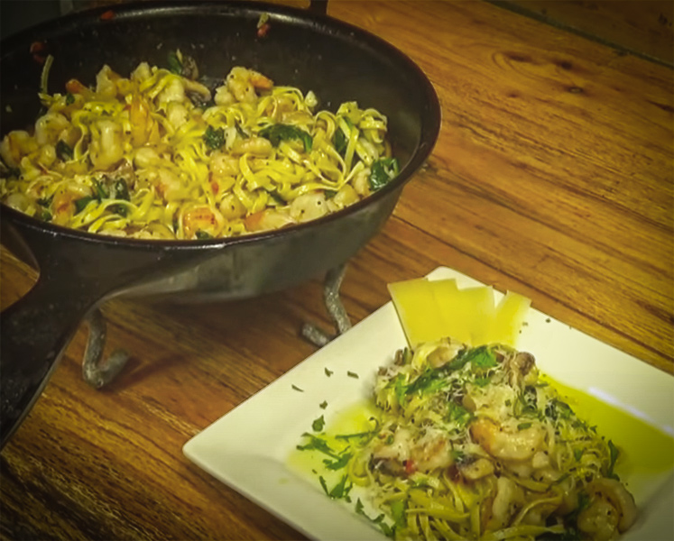 This Open Fire Shrimp Pasta Recipe Will Make You Want More with Backwoods Gourmet and my724outdoors.com!